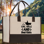 Long Walks and Boat Rides Cotton Canvas Chic Tote Bag  Boat Lover Gift Tote Bag Outdoor Tote Weekender Tote Boater Tote Multipurpose Tote