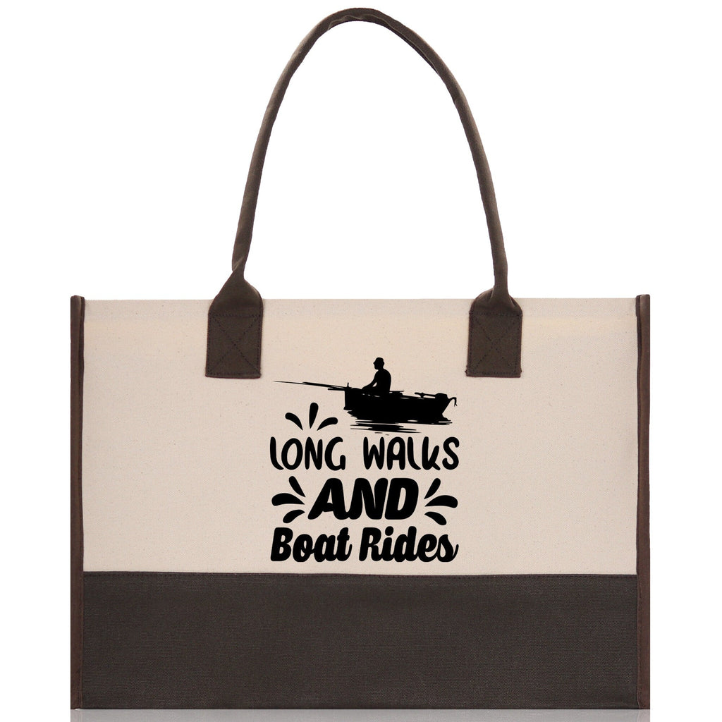 Long Walks and Boat Rides Cotton Canvas Chic Tote Bag  Boat Lover Gift Tote Bag Outdoor Tote Weekender Tote Boater Tote Multipurpose Tote