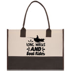 Long Walks and Boat Rides Cotton Canvas Chic Tote Bag  Boat Lover Gift Tote Bag Outdoor Tote Weekender Tote Boater Tote Multipurpose Tote
