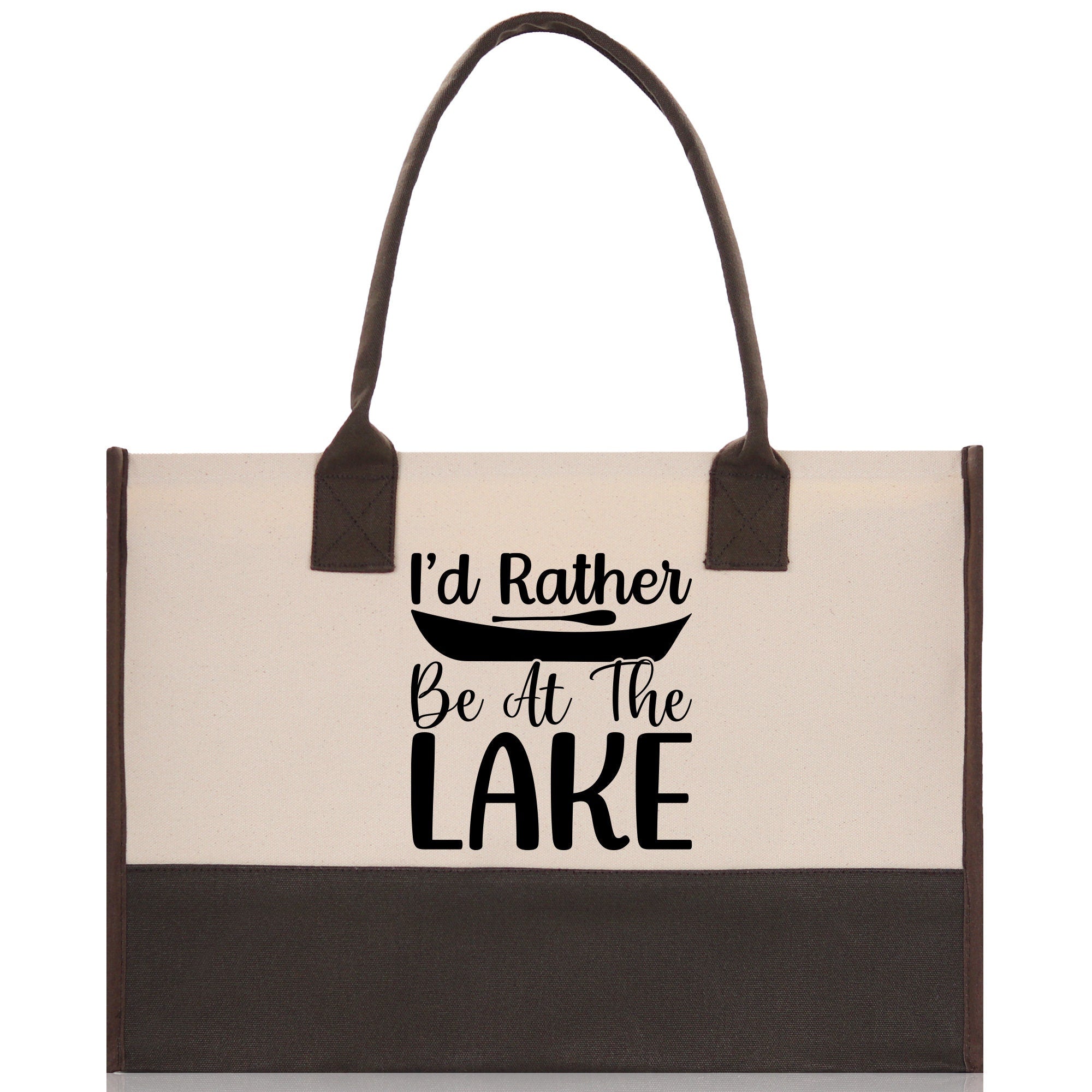 I'd Rather Be at the Lake Cotton Canvas Chic Tote Bag Camping Tote Lake Lover Gift Tote Bag Outdoor Tote Weekender Tote Laker Tote