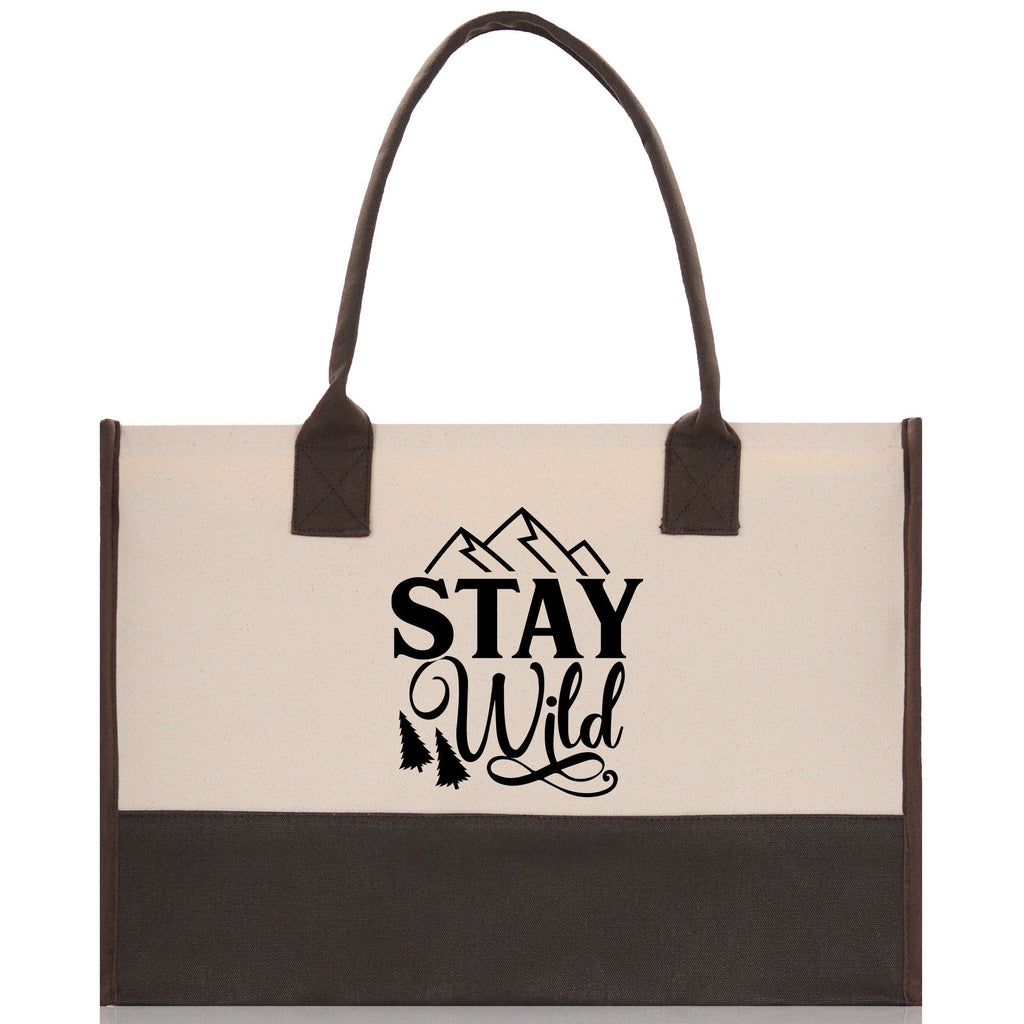 Stay Wild Cotton Canvas Chic Tote Bag Camping Tote Camping Lover Gift Tote Bag Outdoor Tote Weekender Tote Camper Tote Multipurpose Tote