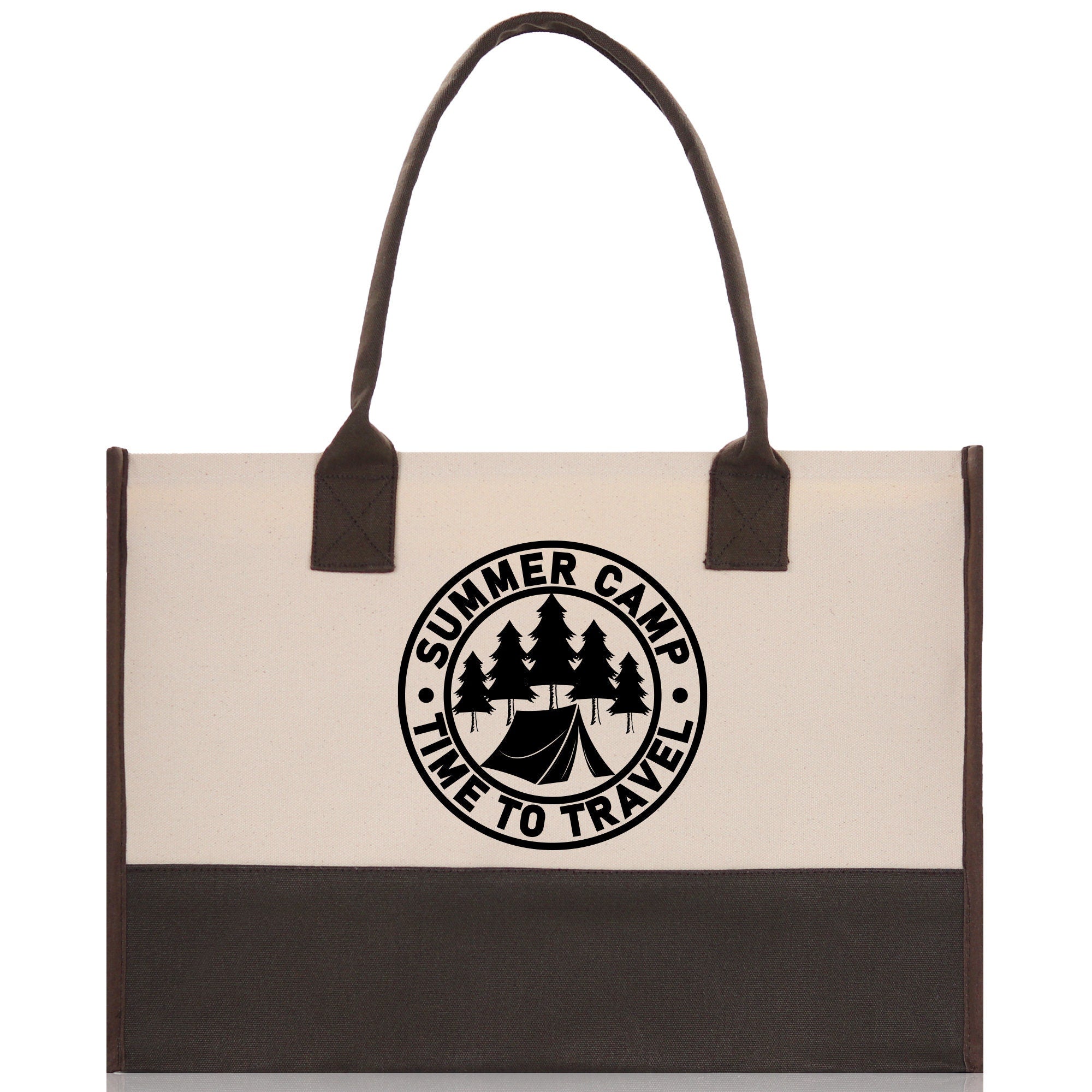Summer Camp Time To Travel Cotton Canvas Chic Tote Bag Camping Tote Camping Lover Gift Tote Bag Outdoor Tote Weekender Tote Camper Tote