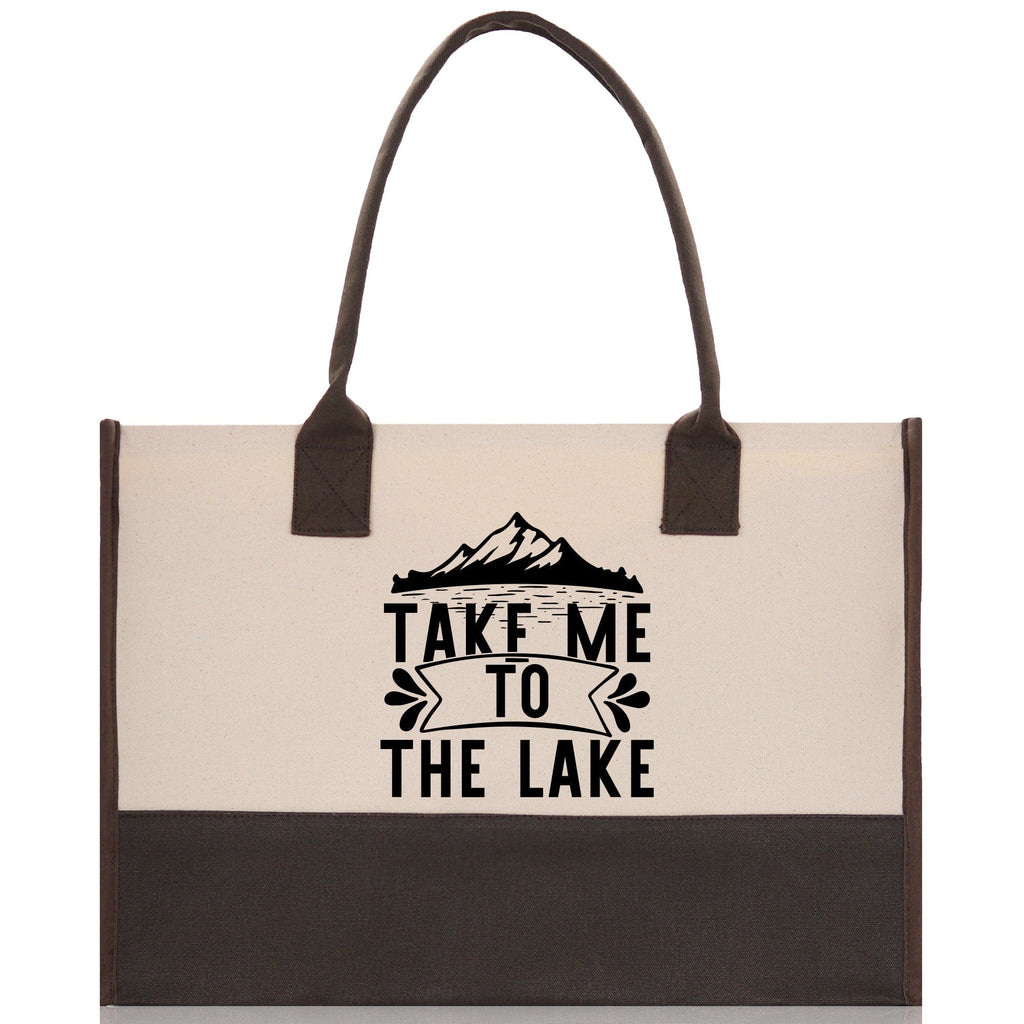 Take Me to the Lake Cotton Canvas Chic Tote Bag Camping Tote  Lake Lover Gift Tote Bag Outdoor Tote Weekender Tote Laker Tote