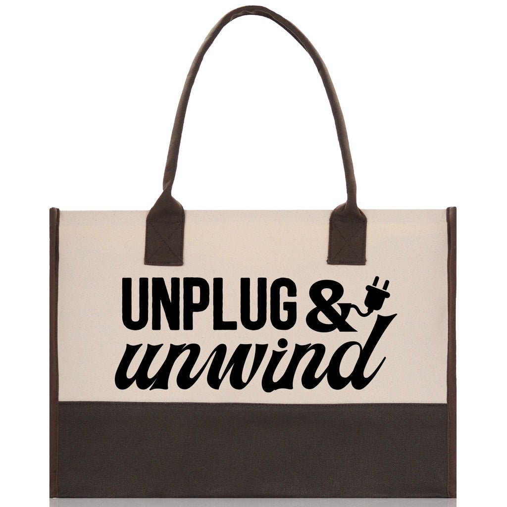Unplug & Unwind Cotton Canvas Chic Tote Bag Camping Tote Camping Lover Gift Tote Bag Outdoor Tote Weekender Tote Multipurpose Camper Tote
