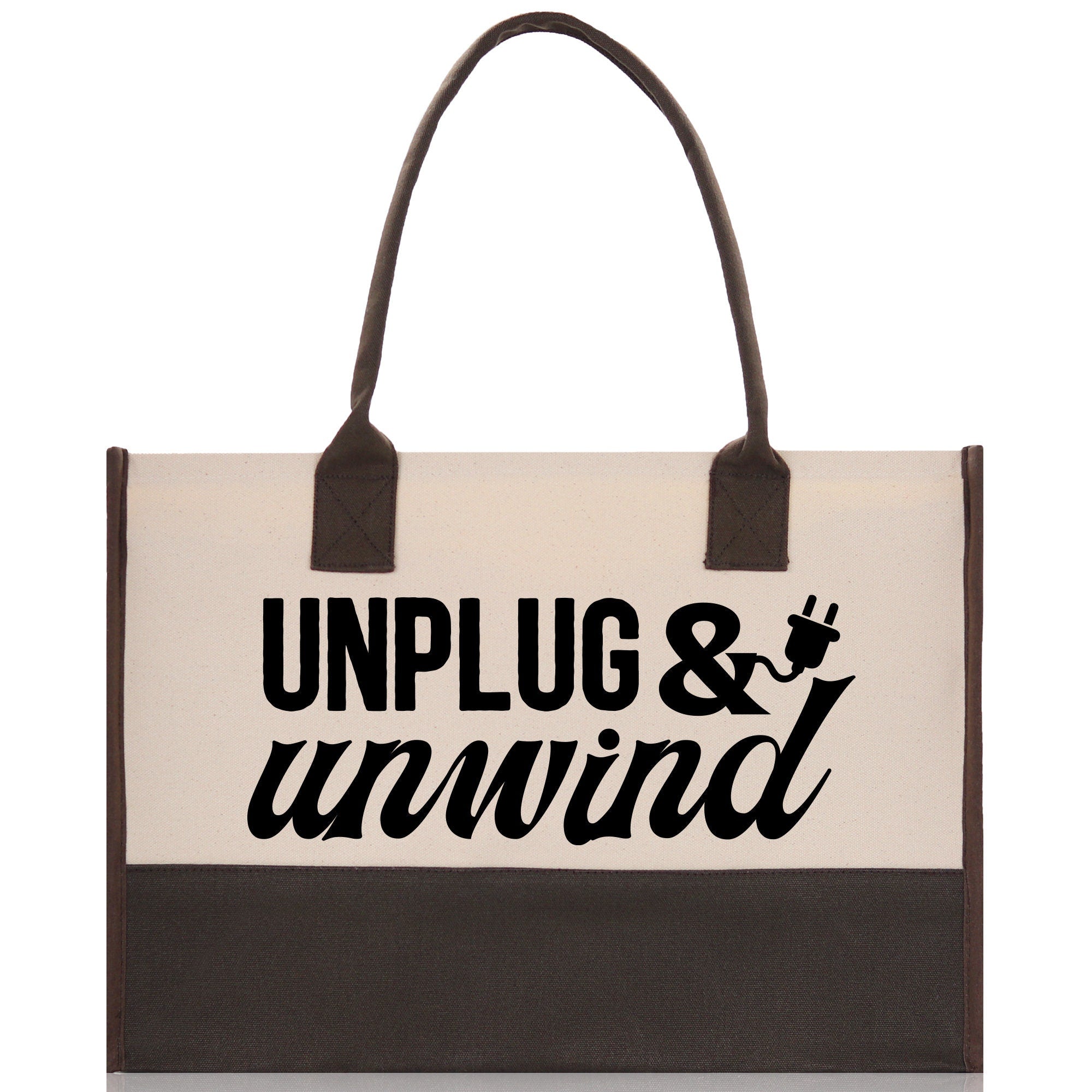 Unplug & Unwind Cotton Canvas Chic Tote Bag Camping Tote Camping Lover Gift Tote Bag Outdoor Tote Weekender Tote Multipurpose Camper Tote