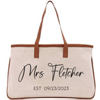 Mrs. Last Name Est Year Tote Bag Personalized Date Wedding Tote Bridal Shower Gift Honeymoon Gift Customized Wedding Gift Bridesmaid Gift