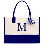 Personalized Cotton Canvas Beach Tote Bag Monogram Tote Bag Initial Canvas Tote Bridesmaid Gift Tote Custom Beach Bag Gift for Her A-Z