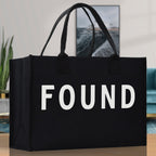 Found Cotton Canvas Chic Beach Tote Bag Multipurpose Tote Weekender Tote Gift for Her Outdoor Tote Vacation Tote Large Bag