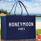 Honeymoon Vibes Cotton Canvas Chic Beach Tote Bag Multipurpose Tote Weekender Tote Gift for Her Outdoor Tote Vacation Tote Large Beach Bag