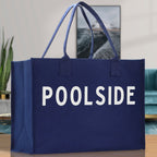 Poolside Cotton Canvas Chic Beach Tote Bag Multipurpose Tote Weekender Tote Gift for Her Outdoor Tote Vacation Tote Large Beach Bag