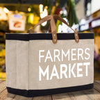 Farmers Market Jute Canvas Tote Funny Farmer Market Bag Quote Jute Bag Shopping Bag Burlap Bag Farmhouse Bag Grocery Bag