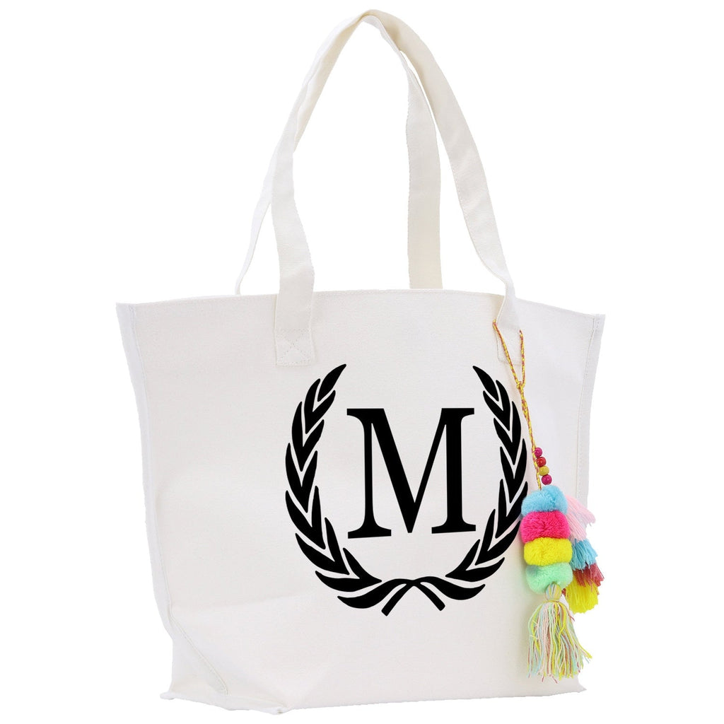 Personalized Cotton Canvas Hand Tote Bag Monogram Tote Bag Initial Canvas Tote Bridesmaid Gift Tote Magnetic Closure Bag Gift for Her A-Z
