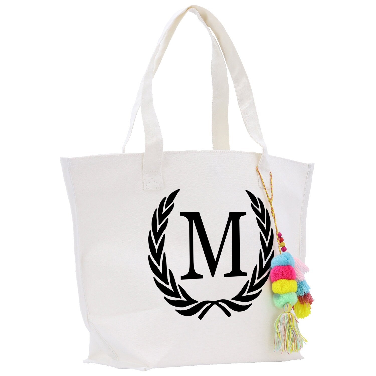 Personalized Cotton Canvas Hand Tote Bag Monogram Tote Bag Initial Canvas Tote Bridesmaid Gift Tote Magnetic Closure Bag Gift for Her A-Z