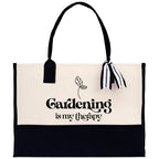 Gardening is My Therapy Canvas Tote Bag Plant Lovers Gift Plant Lady Tote Bag Gardener Mom Gift Gardening Tote Bag Botanical Gift for Mom