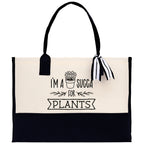 I'm a Sugga for Plants Canvas Tote Bag Plant Lovers Gift Plant Lady Tote Bag Gardener Mom Gift Gardening Tote Bag Botanical Gift for Mom
