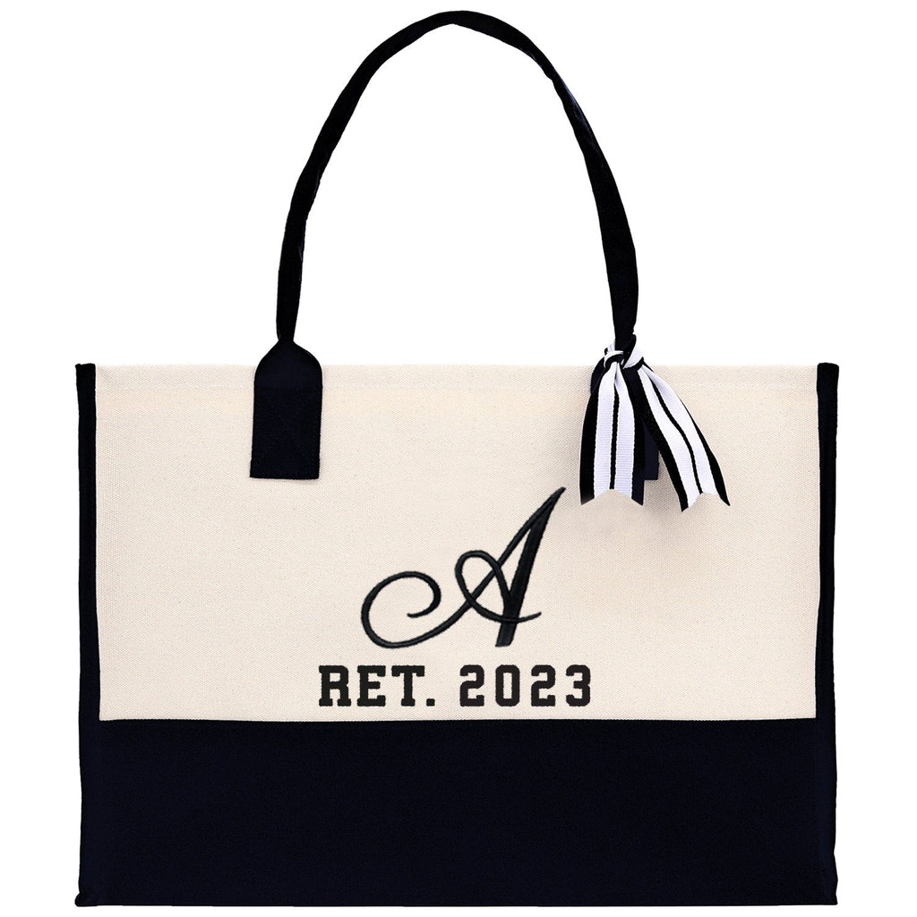 Teacher Custom Initial and Retirement Year Tote Bag Teacher Gift Teacher Retirement Gift Best Teacher Gifts Teacher Appreciation Gift