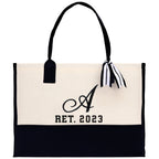 Teacher Custom Initial and Retirement Year Tote Bag Teacher Gift Teacher Retirement Gift Best Teacher Gifts Teacher Appreciation Gift