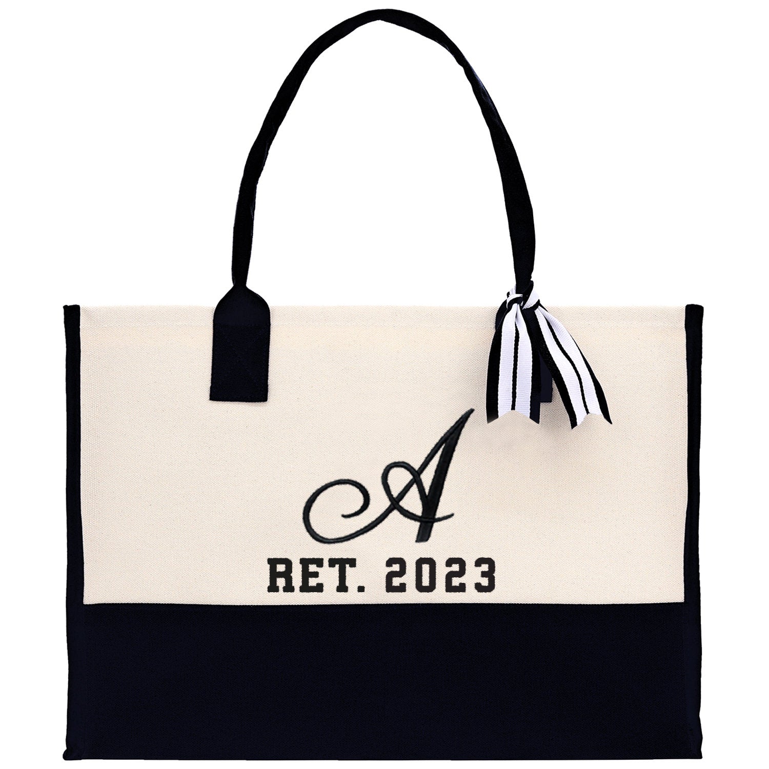 Teacher Custom Initial and Retirement Year Tote Bag Teacher Gift Teacher Retirement Gift Best Teacher Gifts Teacher Appreciation Gift