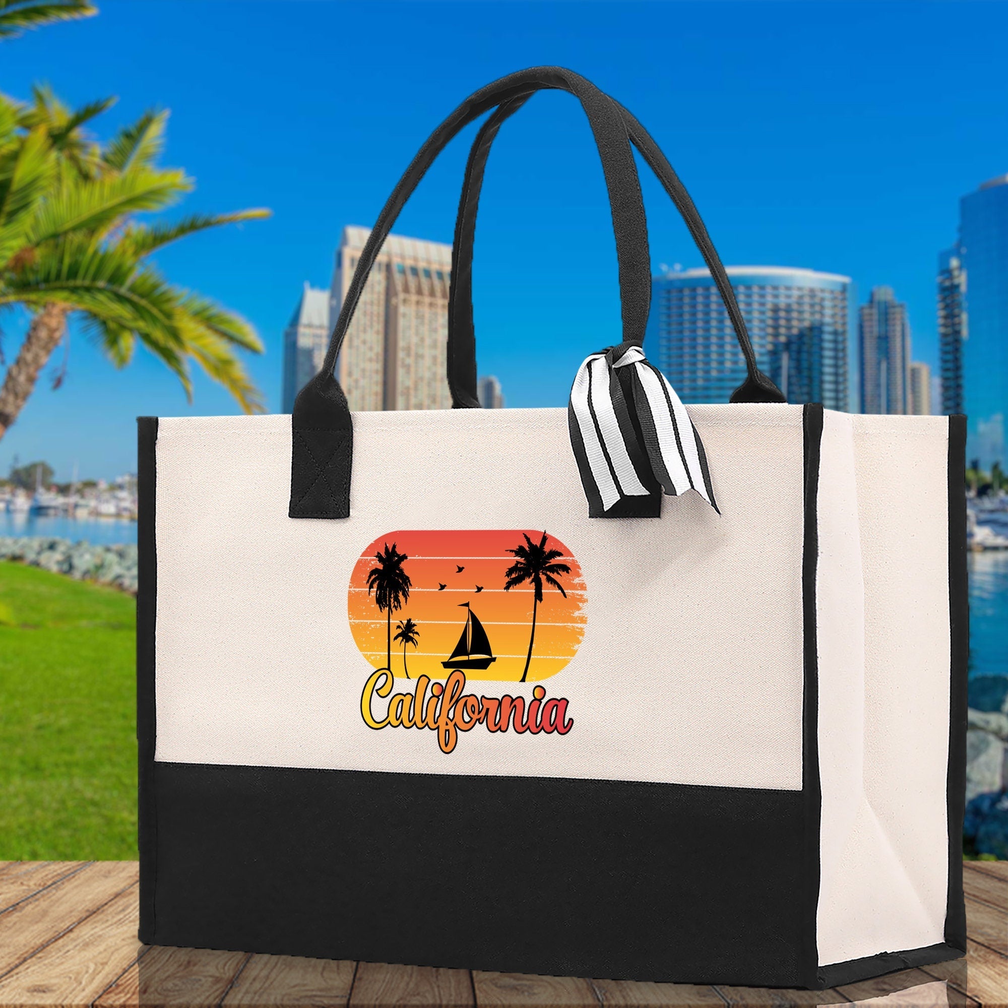 California Cotton Canvas Tote Bag CA Travel Vacation Tote Employee and Client Gift Wedding Favor Birthday Welcome Tote Bag Bridesmaid Gift