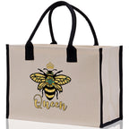 Bee Queen Cotton Canvas Tote Bag Nurse Appreciation Gift Bag Gift for Her Birthday Gift Bee Kind Mental Health Matters Save The Bees