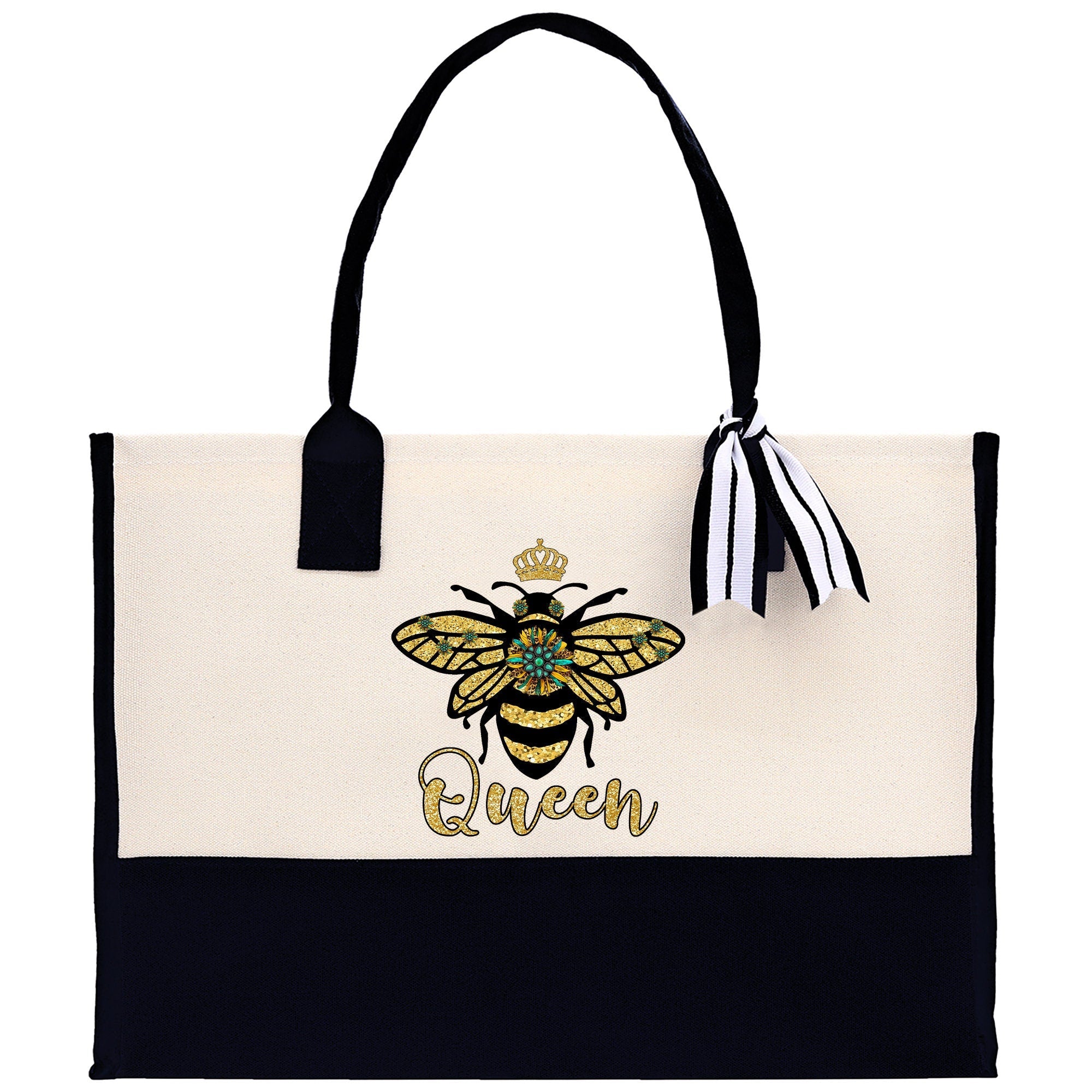 Bee Queen Cotton Canvas Tote Bag Nurse Appreciation Gift Bag Gift for Her Birthday Gift Bee Kind Mental Health Matters Save The Bees