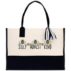 Silly Honest KindCotton Canvas Tote Bag Nurse Appreciation Gift Bag Gift for Her Birthday Gift Bee Kind Mental Health Matters Save The Bees