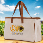 Peace Love Sunshine Cotton Canvas Tote Bag Nurse Appreciation Gift Bag Gift for Her Birthday Gift Bee Kind Mental Health Matters