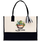 Crazy Plant Mom Canvas Tote Bag Plant Lovers Gift Plant Lady Tote Bag Gardener Mom Gift Gardening Tote Bag Plant Gift Botanical Gift for Mom