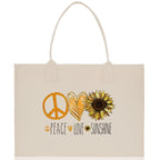 Peace Love Sunshine Cotton Canvas Tote Bag Nurse Appreciation Gift Bag Gift for Her Birthday Gift Bee Kind Mental Health Matters