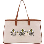 Silly Honest KindCotton Canvas Tote Bag Nurse Appreciation Gift Bag Gift for Her Birthday Gift Bee Kind Mental Health Matters Save The Bees