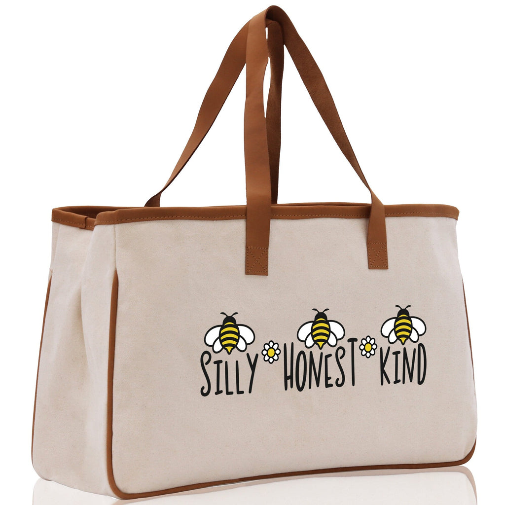 Silly Honest KindCotton Canvas Tote Bag Nurse Appreciation Gift Bag Gift for Her Birthday Gift Bee Kind Mental Health Matters Save The Bees