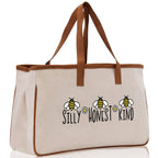 Silly Honest KindCotton Canvas Tote Bag Nurse Appreciation Gift Bag Gift for Her Birthday Gift Bee Kind Mental Health Matters Save The Bees