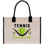 Tennis It's In My DNA Cotton Canvas Tote Bag Gift for Tennis Lover Bag Tennis Coach Gift Bag