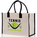 Tennis It's In My DNA Cotton Canvas Tote Bag Gift for Tennis Lover Bag Tennis Coach Gift Bag