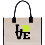Love Tennis Cotton Canvas Tote Bag Gift for Tennis Lover Bag Tennis Coach Gift Bag