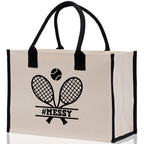 Tennis Personalization Cotton Canvas Tote Bag Gift for Tennis Lover Bag Tennis Coach Gift Bag