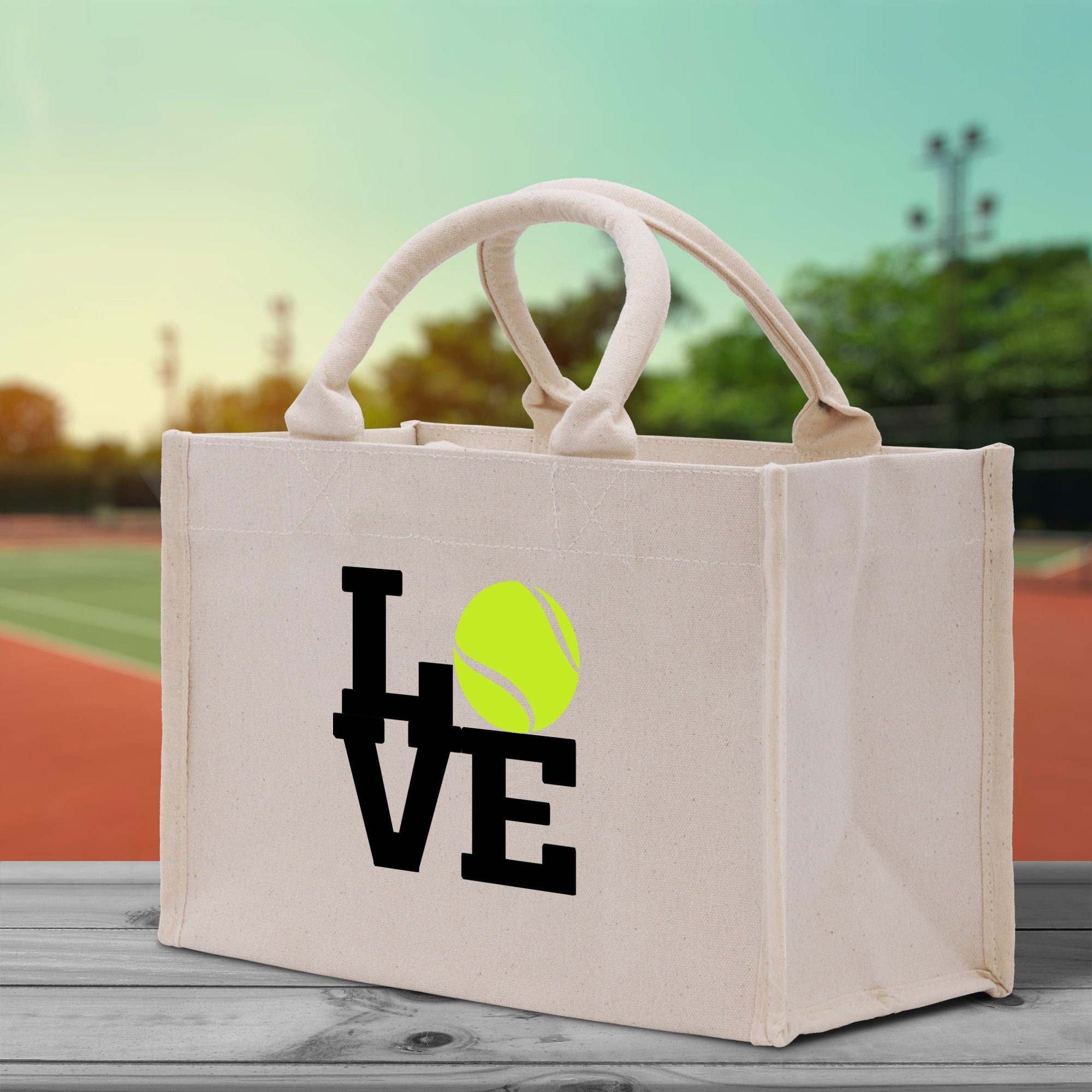 Love Tennis Cotton Canvas Tote Bag Gift for Tennis Lover Bag Tennis Coach Gift Bag