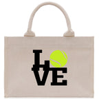 Love Tennis Cotton Canvas Tote Bag Gift for Tennis Lover Bag Tennis Coach Gift Bag