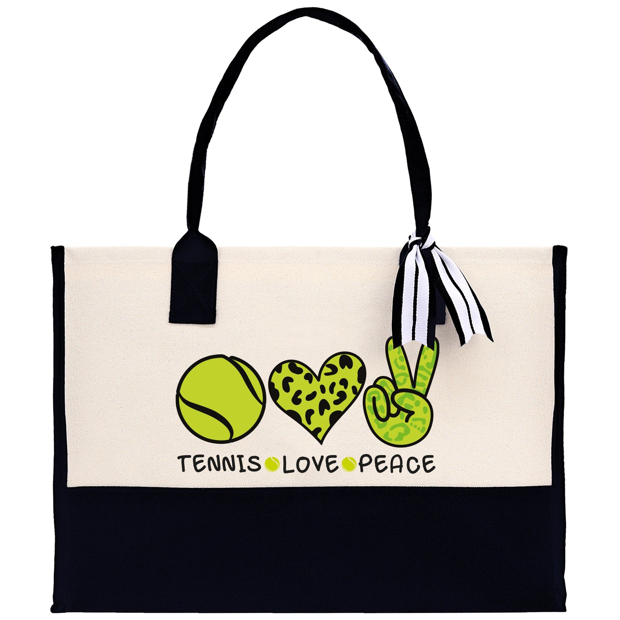 Tennis Love Peace Cotton Canvas Tote Bag Gift for Tennis Lover Bag Tennis Coach Gift Bag
