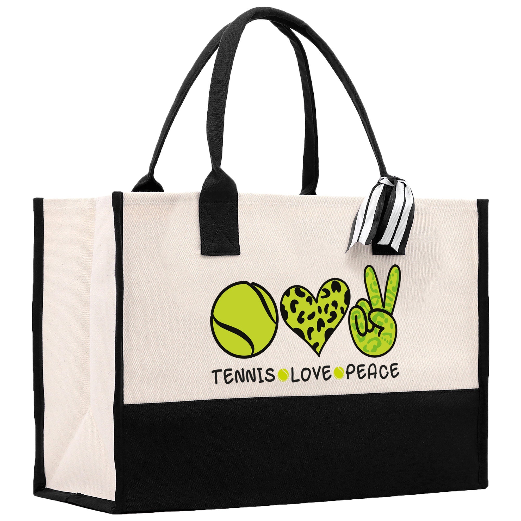 Tennis Love Peace Cotton Canvas Tote Bag Gift for Tennis Lover Bag Tennis Coach Gift Bag