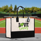 Love Tennis Cotton Canvas Tote Bag Gift for Tennis Lover Bag Tennis Coach Gift Bag