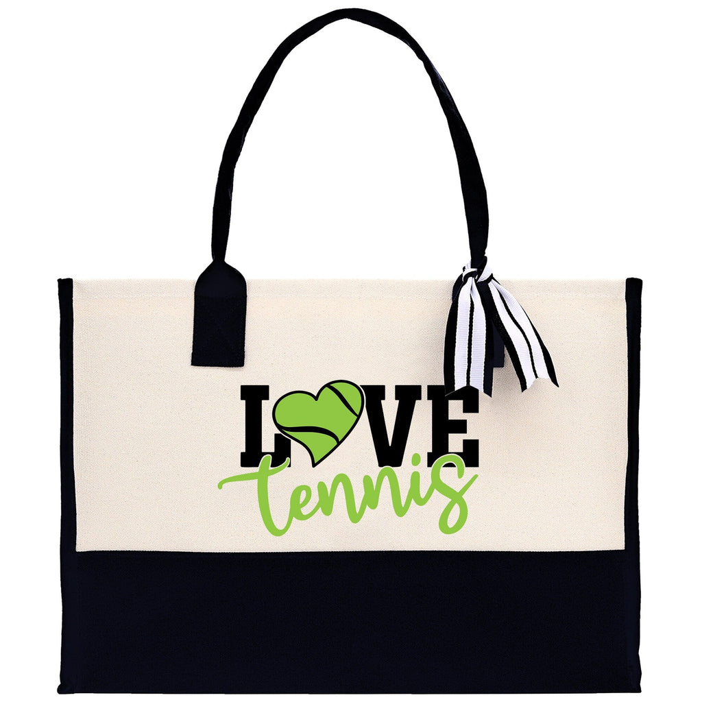 Love Tennis Cotton Canvas Tote Bag Gift for Tennis Lover Bag Tennis Coach Gift Bag