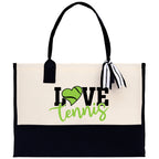 Love Tennis Cotton Canvas Tote Bag Gift for Tennis Lover Bag Tennis Coach Gift Bag