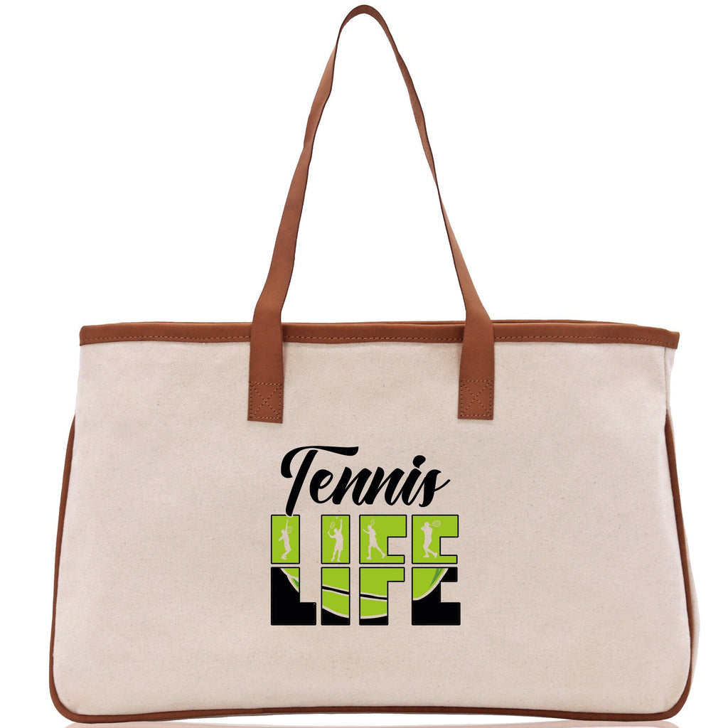 Tennis Life Cotton Canvas Tote Bag Gift for Tennis Lover Bag Tennis Coach Gift Bag