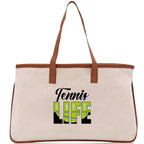 Tennis Life Cotton Canvas Tote Bag Gift for Tennis Lover Bag Tennis Coach Gift Bag