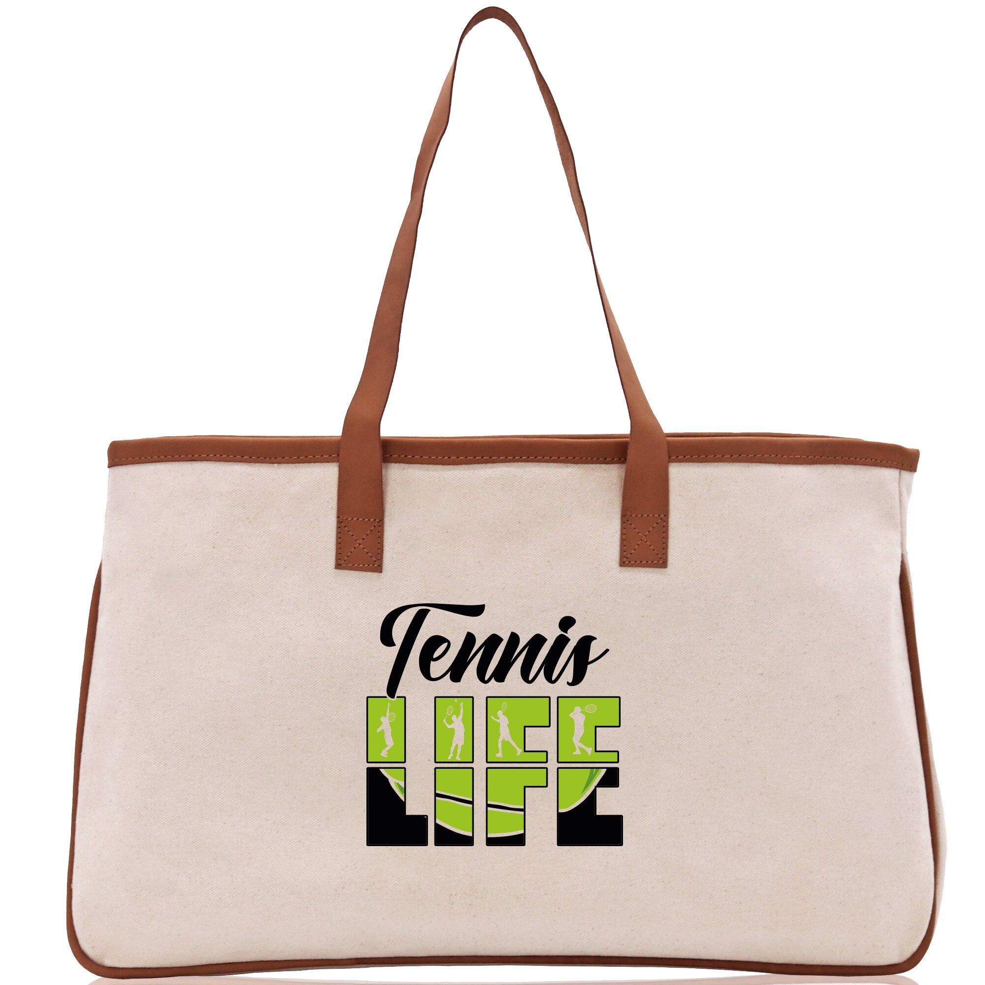 Tennis Life Cotton Canvas Tote Bag Gift for Tennis Lover Bag Tennis Coach Gift Bag