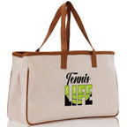 Tennis Life Cotton Canvas Tote Bag Gift for Tennis Lover Bag Tennis Coach Gift Bag