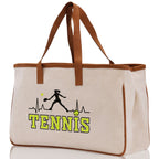 Tennis Silhouette Pulse Cotton Canvas Tote Bag Gift for Tennis Lover Bag Tennis Coach Gift Bag