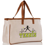 Tennis Silhouette Pulse Cotton Canvas Tote Bag Gift for Tennis Lover Bag Tennis Coach Gift Bag