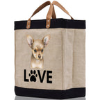 Chihuahua Love Dog Jute Canvas Tote Funny Farmer Market Bag Quote Jute Bag Shopping Bag Burlap Bag Dog Owner Gift